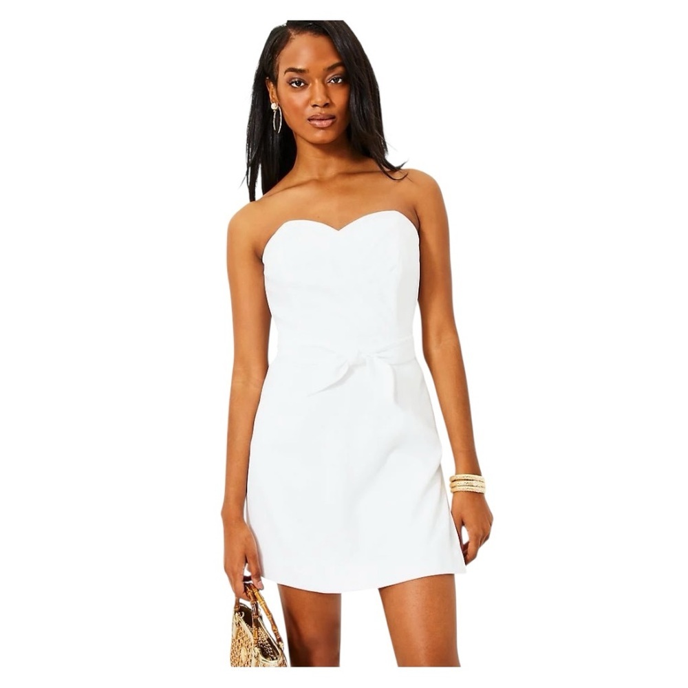Lilly Pulitzer Kylo Strapless Skirted Romper  Resort White Sz 10